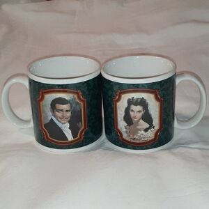 Vintage '89 Gone with the Wind Mugs Rhett‎ Scarlett